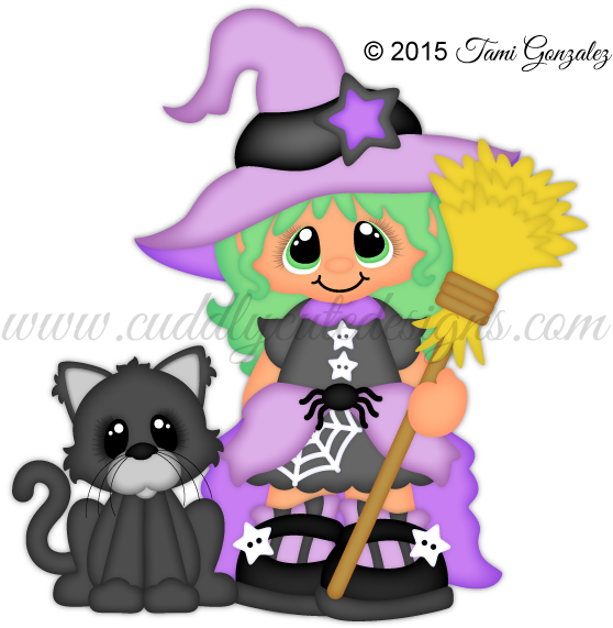 Spooky Cutie - Witch - Scrapbooking (600x600), Png Download
