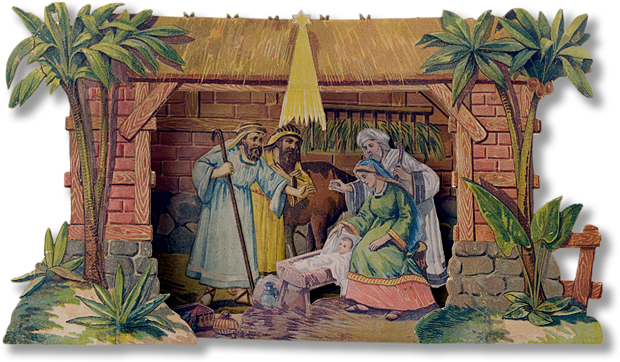 A 1920 Vintage Nativity, Fresh Out Of The Box From (900x526), Png Download