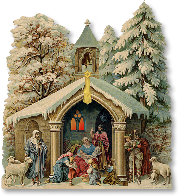 Fleur De Lis Nativity - Christmas Day (600x722), Png Download