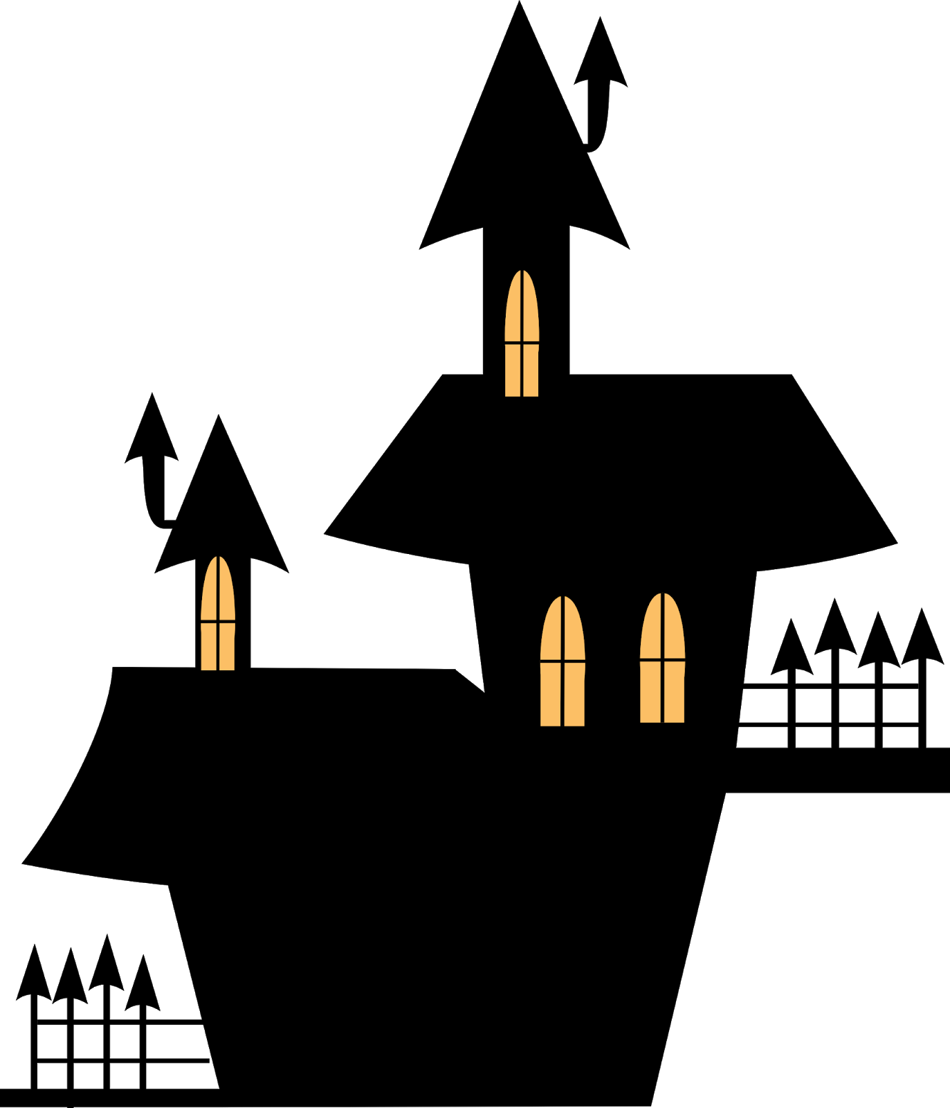 Haunted House Clipart - Casa Mal Assombrada Preto E Branco (1373x1600), Png Download