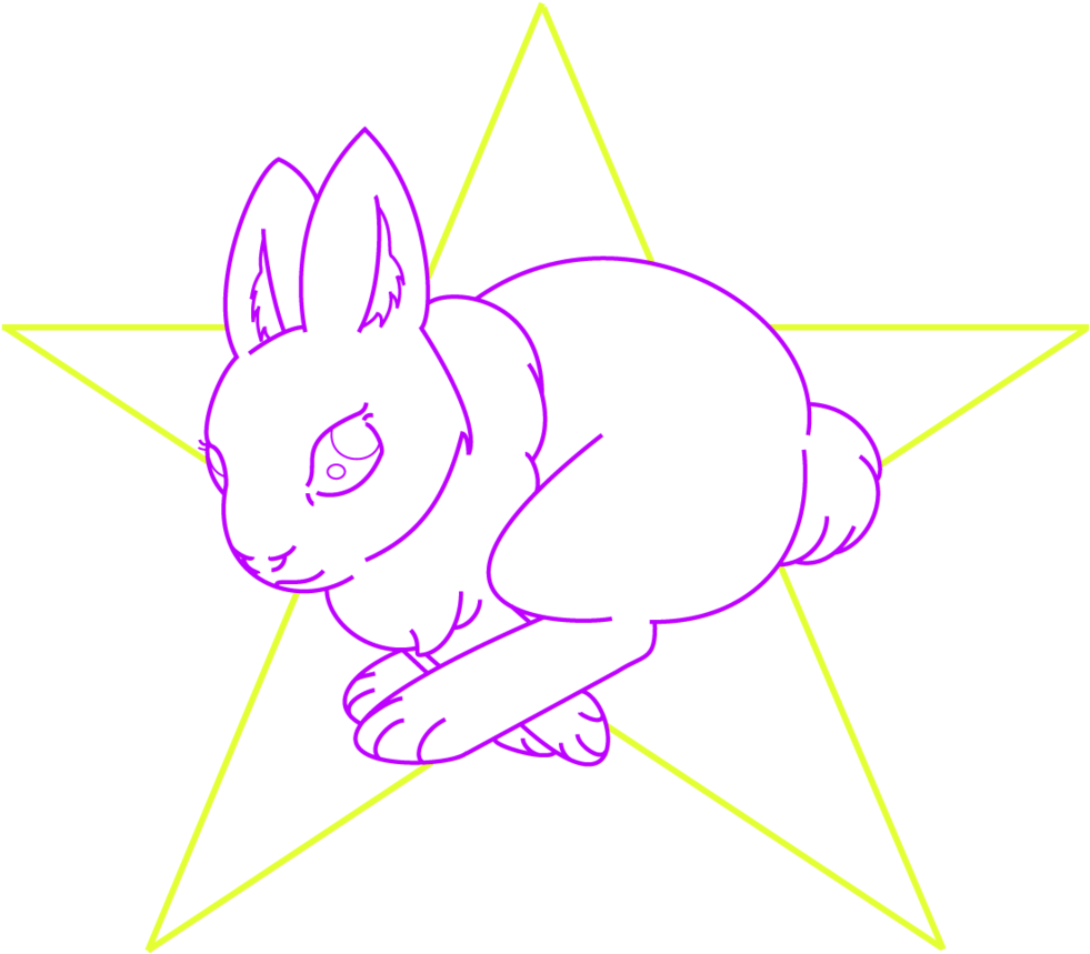 Rabbit Run Outline Look - Cartoon (1000x875), Png Download