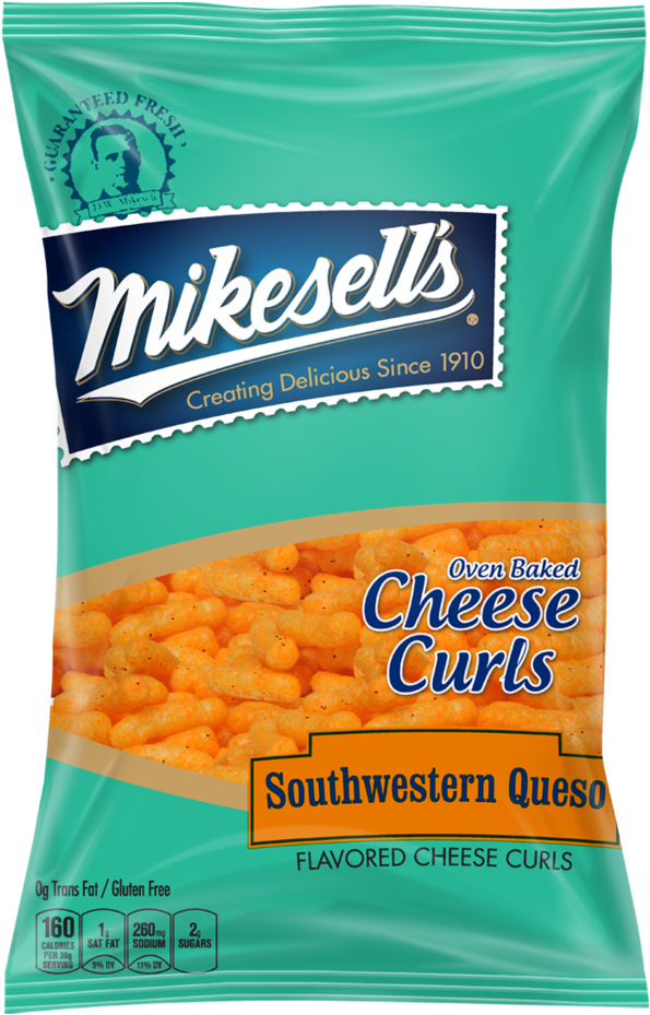 Southwestern Queso Cheese Curls - Mikesell's Southwestern Queso Oven Baked Cheese Curls, (1024x1024), Png Download
