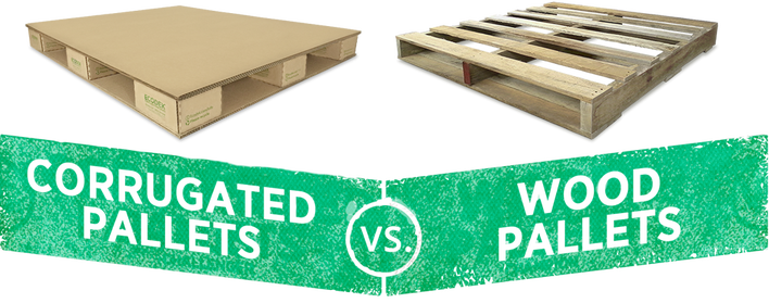 Corrugated Pallets Vs Wood Pallets (708x279), Png Download