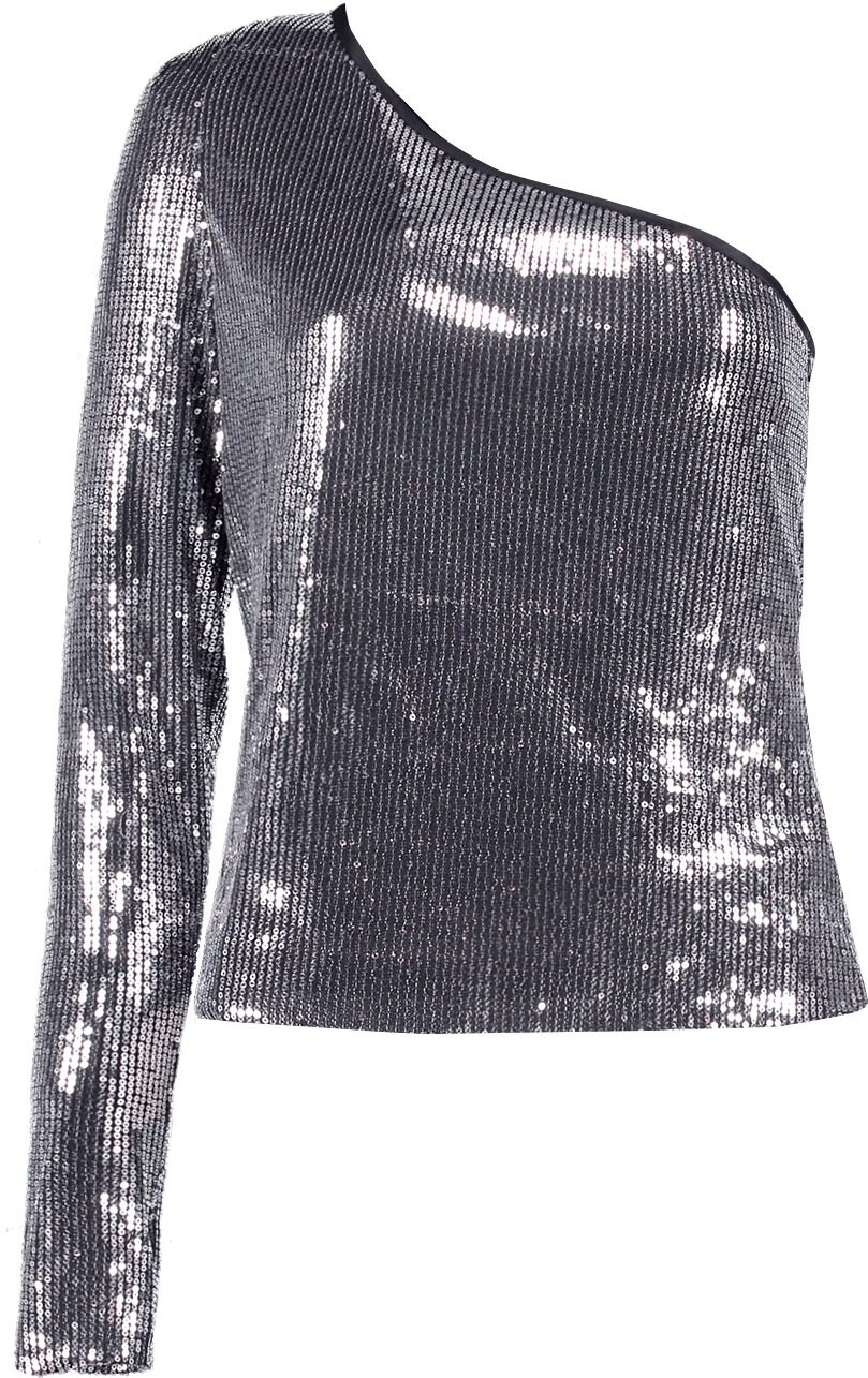 The One Shoulder Sequin Top - All Over Sequin Top (1000x1500), Png Download