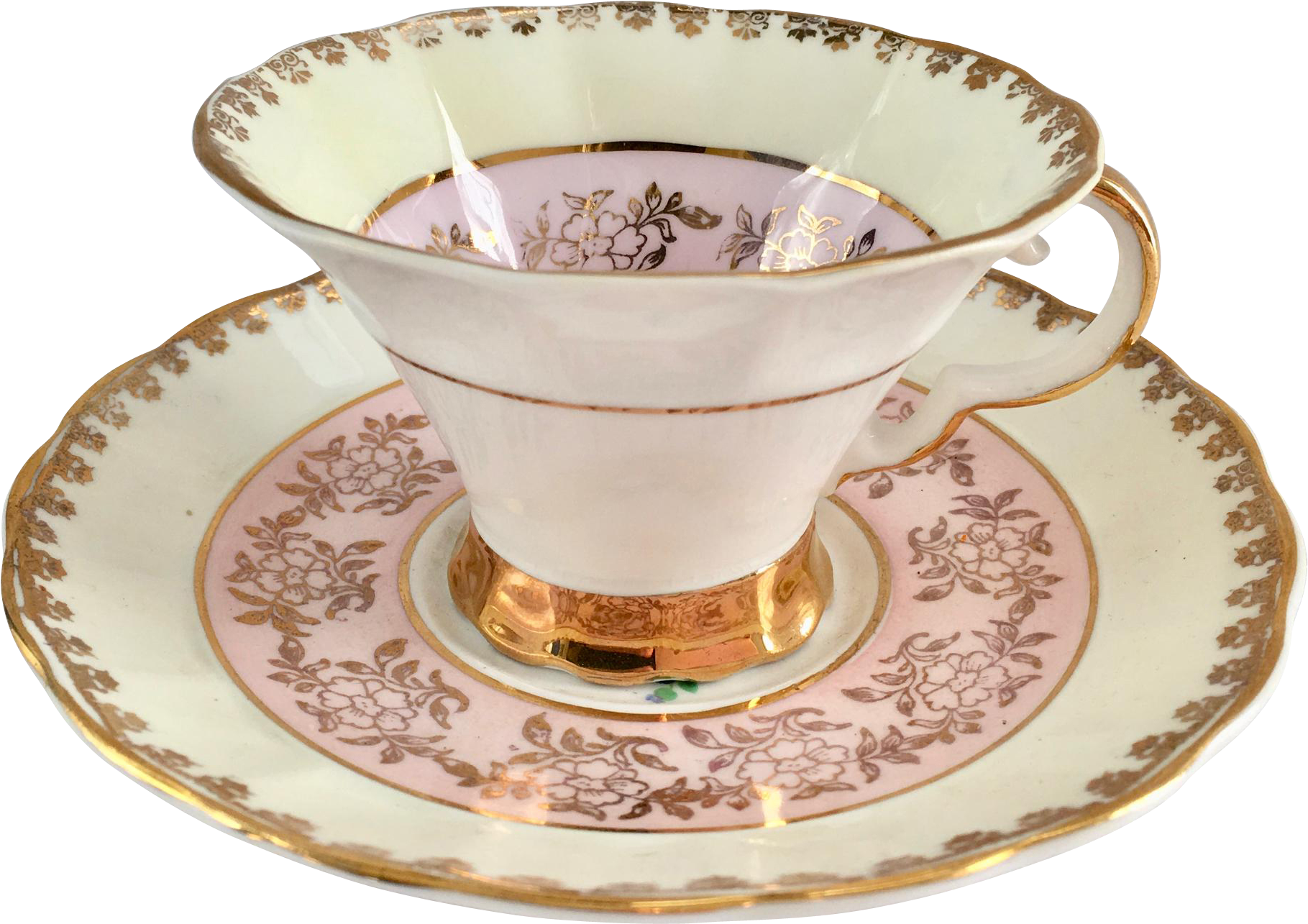 Regency England Pink And Gold Filigree Bone China Teacup - Teacup (1818x1818), Png Download