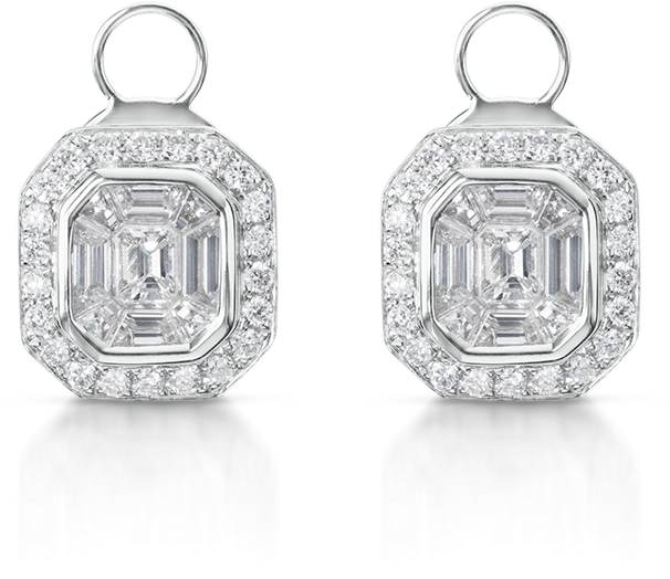 Earrings Illusion Asscher Diamond Halo Stud Earring - Earring (800x778), Png Download
