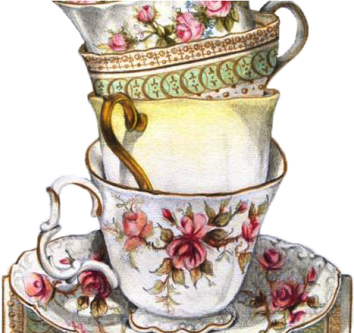 Drawn Tea Cup Vintage Teacup - Vintage Tea Party Clip Art (640x480), Png Download