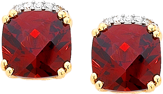 Yellow Gold Garnet And Diamond Set Stud Earrings - Earring (606x774), Png Download
