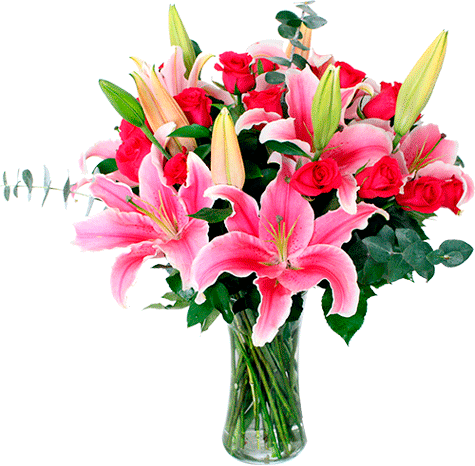 Ramo De Flores Acapulcos Y Rosas - Ramo De Flores Lilis (475x466), Png Download