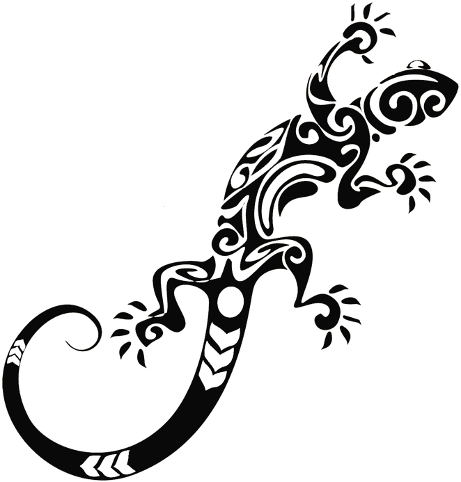 Lizard Reptile Animal - Tribal Lizard (687x720), Png Download