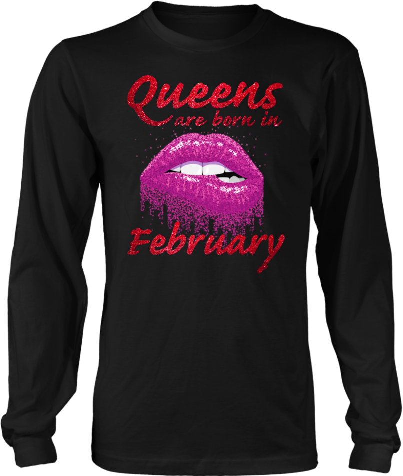 Queens Are Born In February Sexy Lips Red Glitter T-shirt - Fishing Saved Me From Becoming Shirt (960x960), Png Download