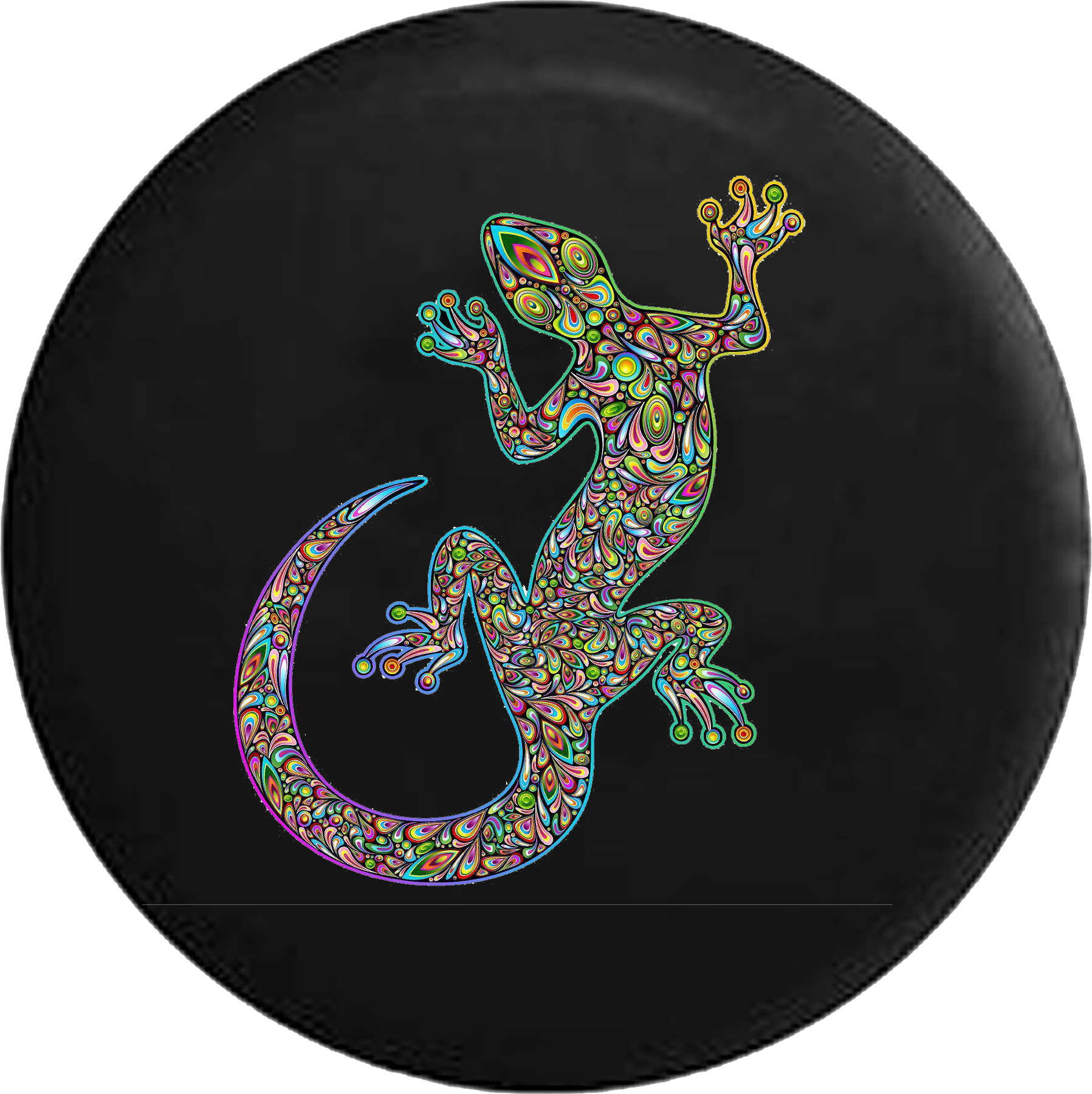 Island Gecko Lizard Bright Paisley Psycodelic - Design Geko (1797x1800), Png Download