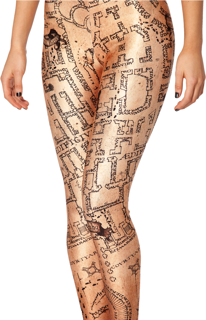Marauders Map Leggings - Тату Хогвартс (683x1024), Png Download