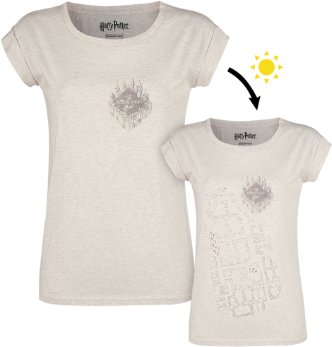 Mujer Marauders Map Uv Camiseta Jaspeado Crema 51% - Women Harry Potter T-shirt Marauders Map Uv (500x500), Png Download