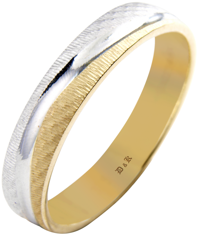 Two Tone Wave Wedding Band - Bangle (922x1000), Png Download