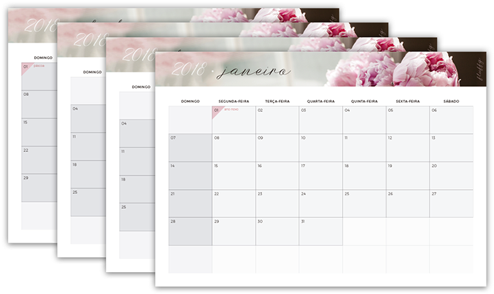 Calendário 2018 Para Imprimir Faça O Download Gratuito - Calendário 2018 Para Download (750x444), Png Download