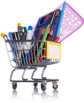 Carrito De Compras Con Utiles - Utiles Escolares Carrito De Compras (470x352), Png Download