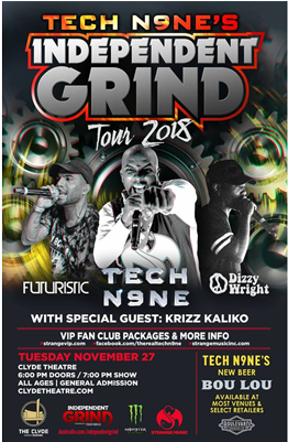 Tech N9ne Independent Grind Tour 2018 (600x400), Png Download