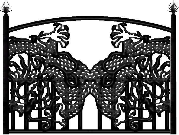 Dragon Wrought Iron Fence - Fence (707x707), Png Download