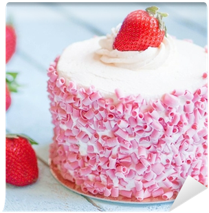 Fotomural Tarta De Fresas Con Crema Blanca En El Fondo - Torte (400x400), Png Download