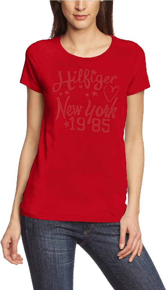 Red Tommy Hilfiger T Shirt Women's (1000x1000), Png Download