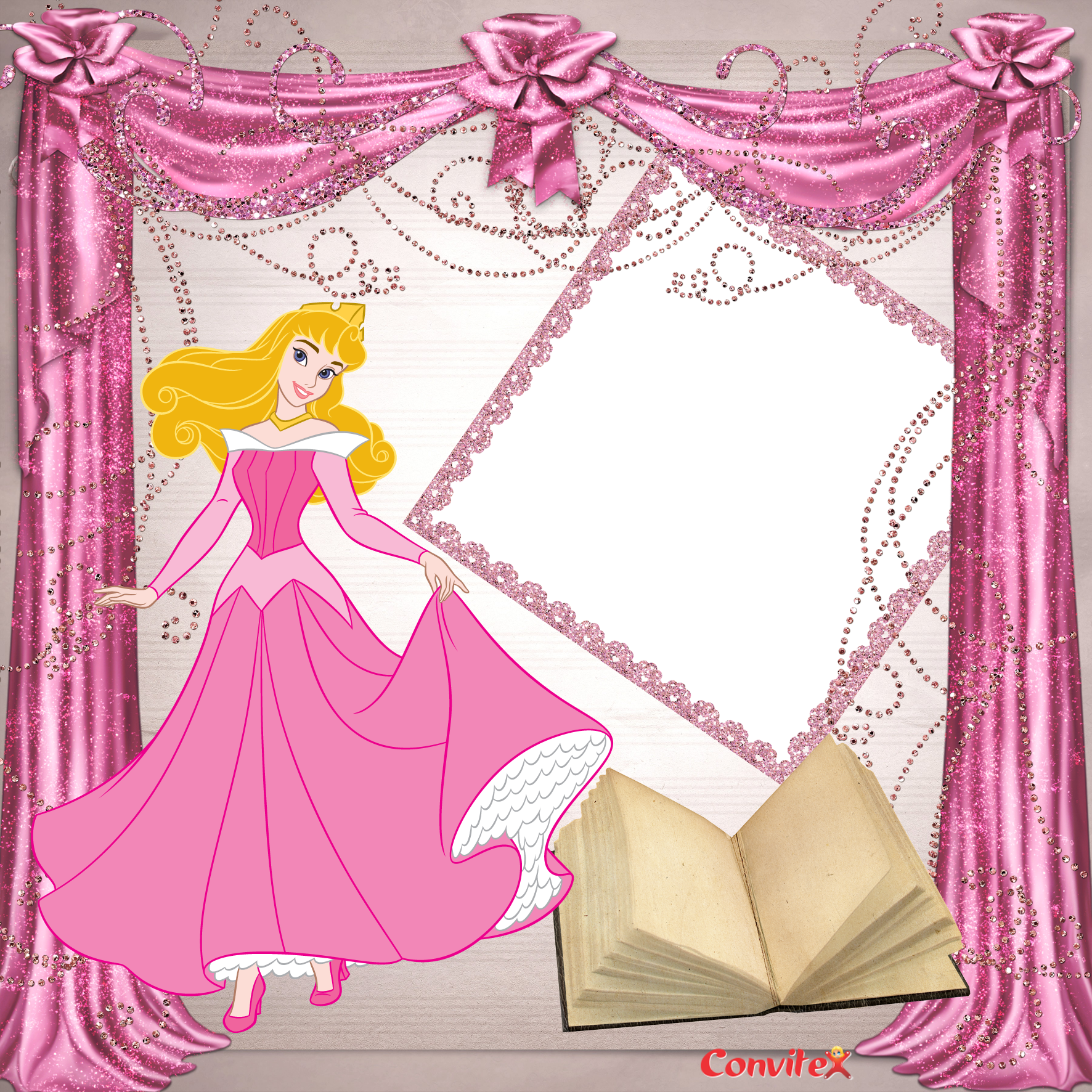 Convite Ou Frame Bela Adormecida - Convite De Aniversario Da Bela Adormecida (1772x1772), Png Download