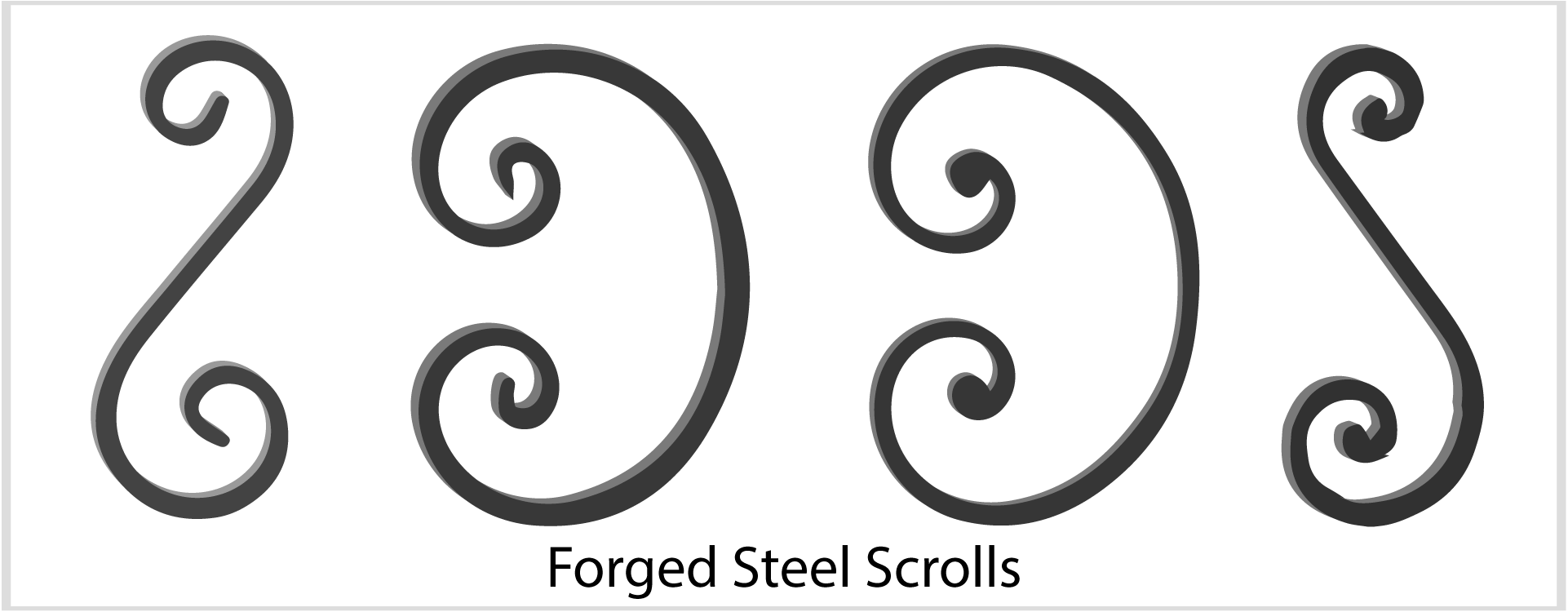 Wrought Iron Scrolls, Forged Steel Scrolls - Wrought Iron C Scrolls (1922x750), Png Download