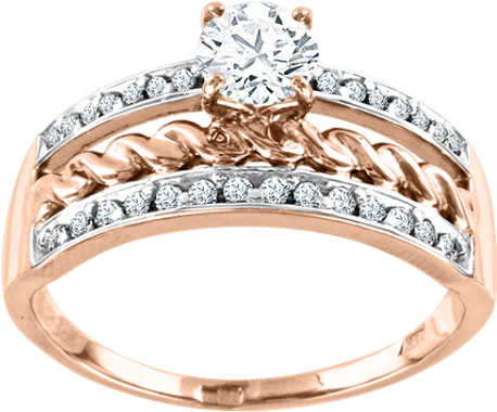 Lady´s Ring In Red Gold Of 585 Assay Value With Zirconia - Ring, Rot/weißgold (750x627), Png Download
