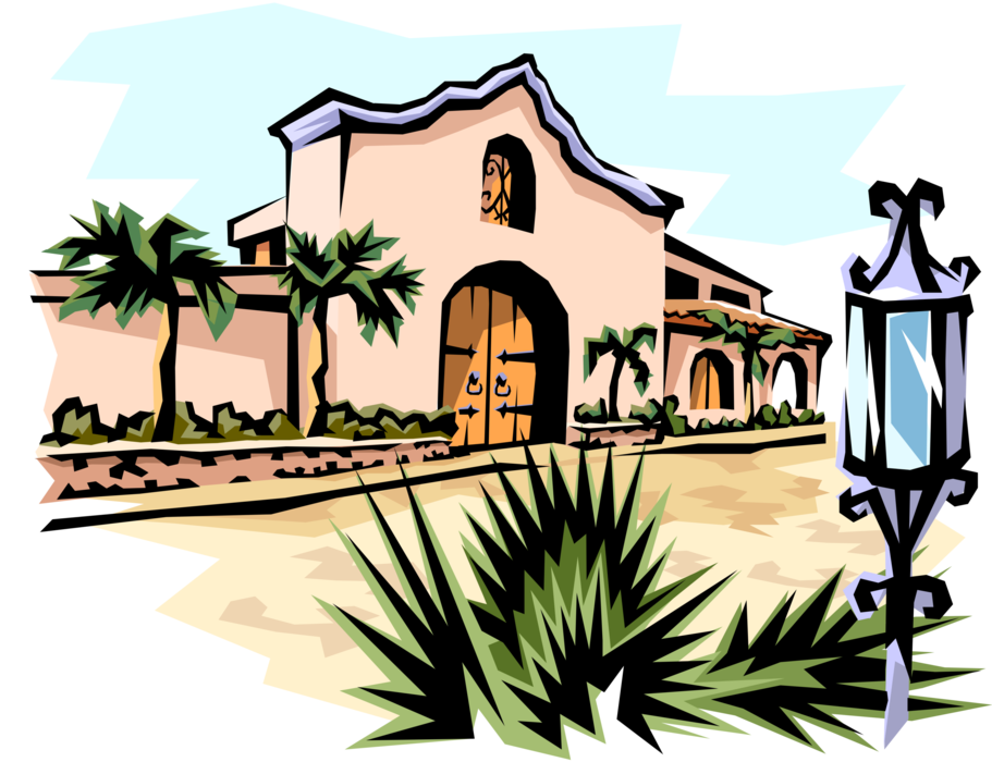 Vector Illustration Of Mexican Or Southwestern Style - Esperanza Rising House In Mexico (911x700), Png Download