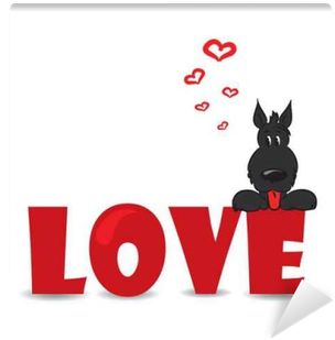 Funny Dog Sitting On The Red Word "love"-vector Illustration - Dog Love Vector (400x400), Png Download