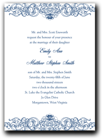 Blue Filigree - Wedding Invitation (470x470), Png Download
