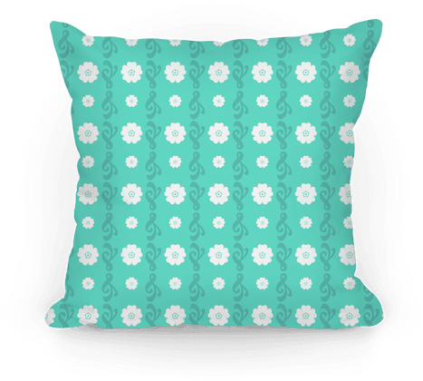 Teal Flowers And Filigree Stripes Pillow - Cushion (484x484), Png Download