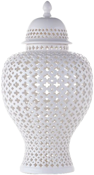 White Ceramic Filigree Jar (600x585), Png Download