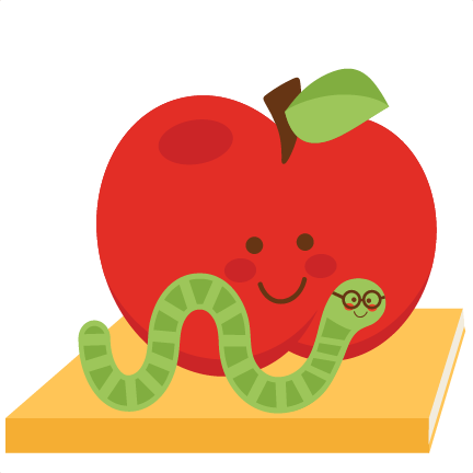 Apple With Bookworm Svg Scrapbook Cut File Cute Clipart - Bookworm Apple (432x432), Png Download