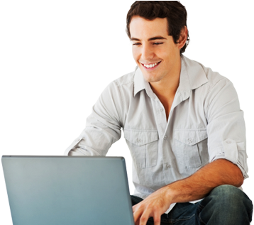 Successful Asian Online Dating - Men With Laptop Png (390x316), Png Download