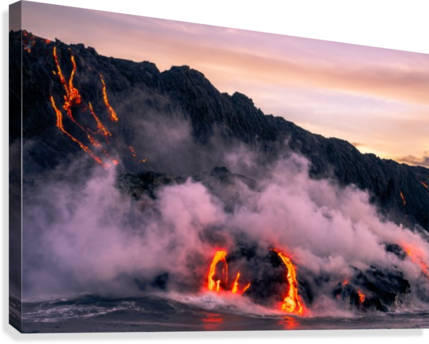 Sunrise At The Lava Flow Canvas Print - Flame (429x344), Png Download