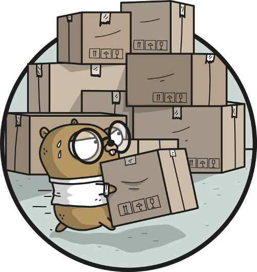 Gopher Working Hard To Move Packages/boxes - Golang Dep (500x529), Png Download