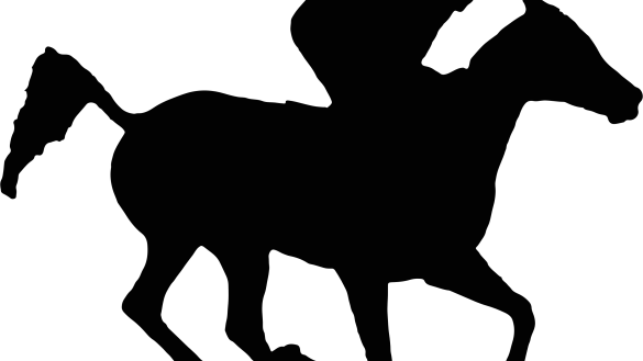 Exciting Race Horse Silhouette Clipart Arabian Racehorse - Horse Racing Silhouette Png (585x329), Png Download