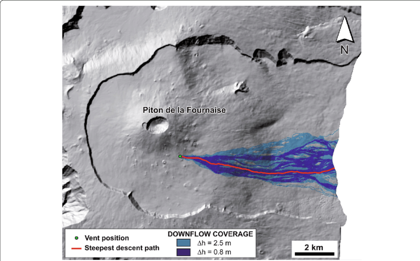 Lava Flow Paths Forecast By Downflow For The May 2015 - Common Fig (850x529), Png Download