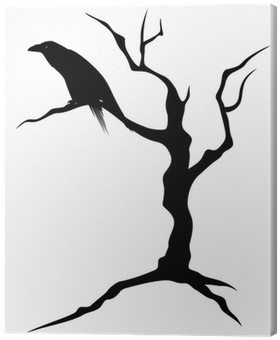 Raven Sitting On The Bare Tree Canvas Print • Pixers® - Stickalz Llc Spooky Branches With Birds Wall Art Sticker (400x400), Png Download
