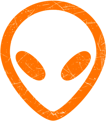 Bright Orange Distressed Alien Head - Womens Racerback Tank (400x400), Png Download