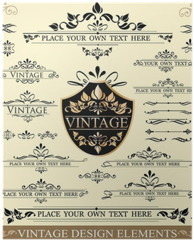 Vector Set Of Vintage Design Elements Poster • Pixers® - Suv Brown Mini Car,personality Keychain, Especially,drop (400x400), Png Download