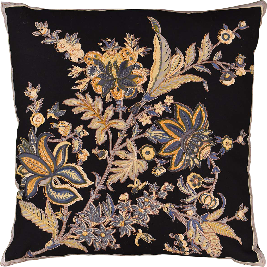 Hawaii Black Floral Accent Cotton Pillow Cover Hand (1024x1024), Png Download