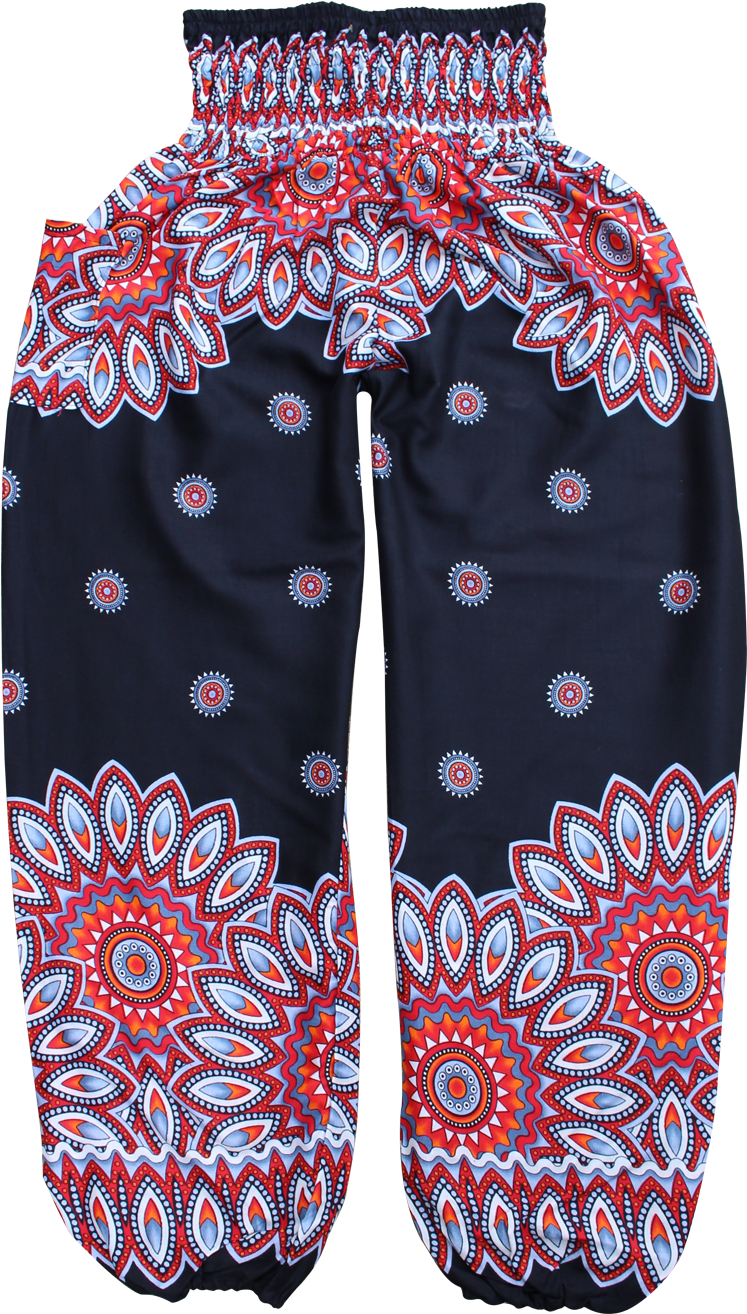 Black Floral Harem Pants Bohemian Island (1000x1500), Png Download
