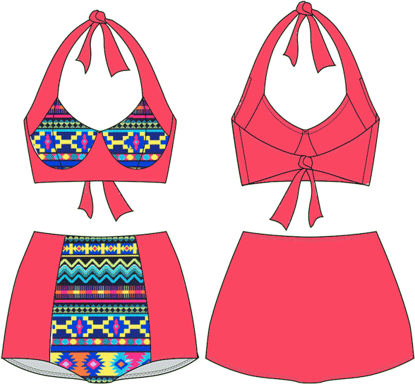 The Reno Halter Bikini Top Has Ties Around The Neck - Bikini Patterns Sewing Free (600x580), Png Download