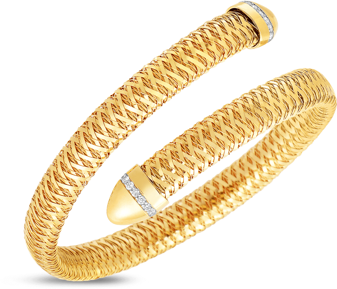Flexible Snake Cuff With Diamonds 18k Yellow Gold - Golden Snake Bracelet Png (1600x1600), Png Download