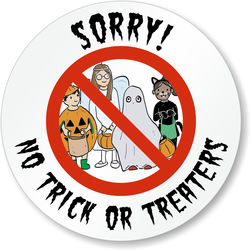 Halloween Sorry No Trick Or Treaters Circular Decal - No Tricks Just Treats Candy Corn Magnets (800x800), Png Download