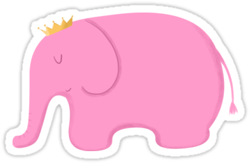 Queen Pink Elephant Redbubble Sticker - Pink Elephant Cartoon (375x360), Png Download
