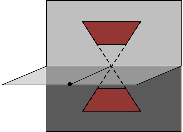 One Point Perspective Of Parallelograms Above And Below - Diagram (588x426), Png Download