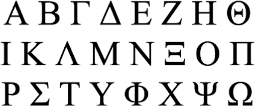 Instead, The Greeks Used These Extra Symbols To Represent - Greek Alphabet Just Symbols (600x258), Png Download